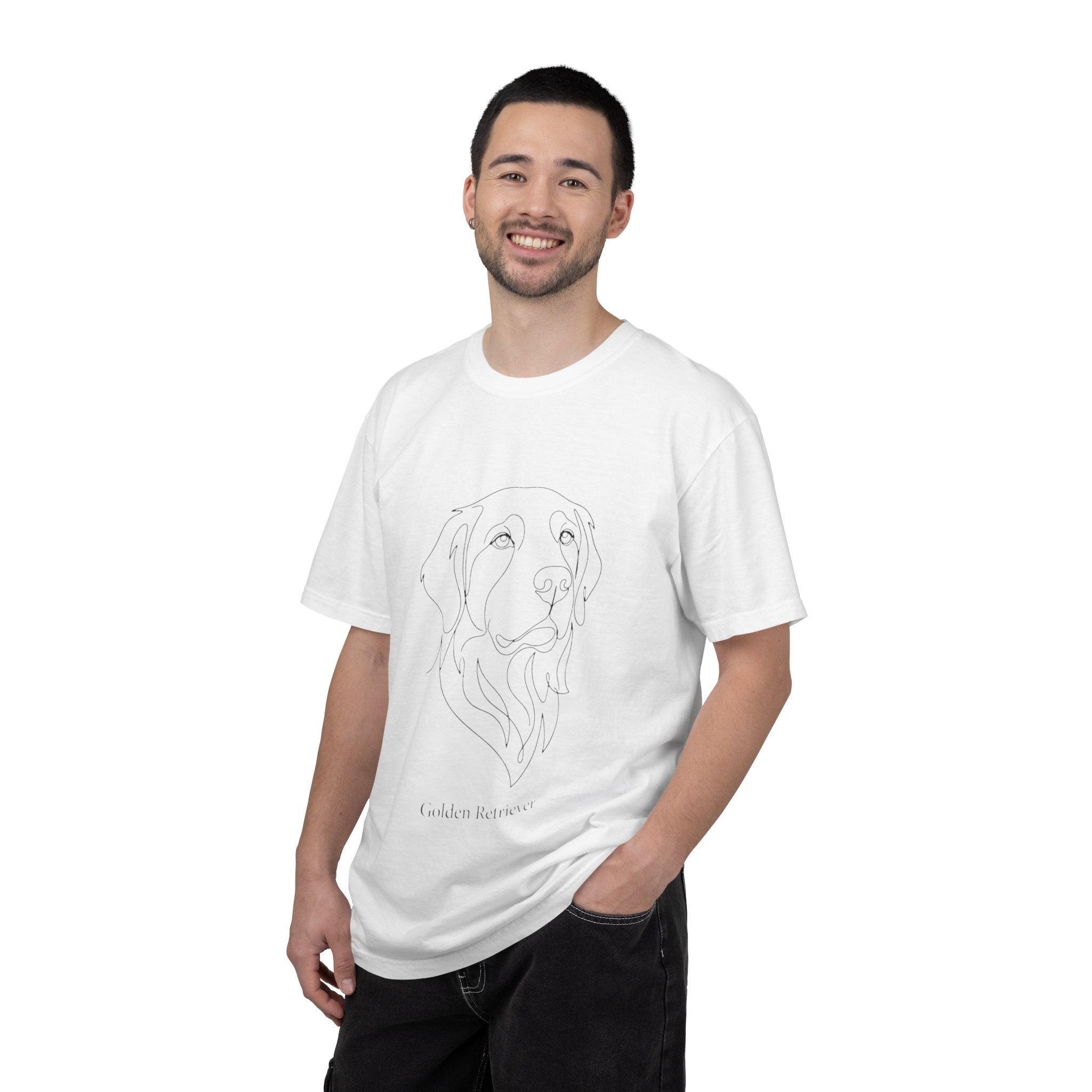 Golden Retriever Line Art T-Shirt — Minimal Dog Portrait Tee