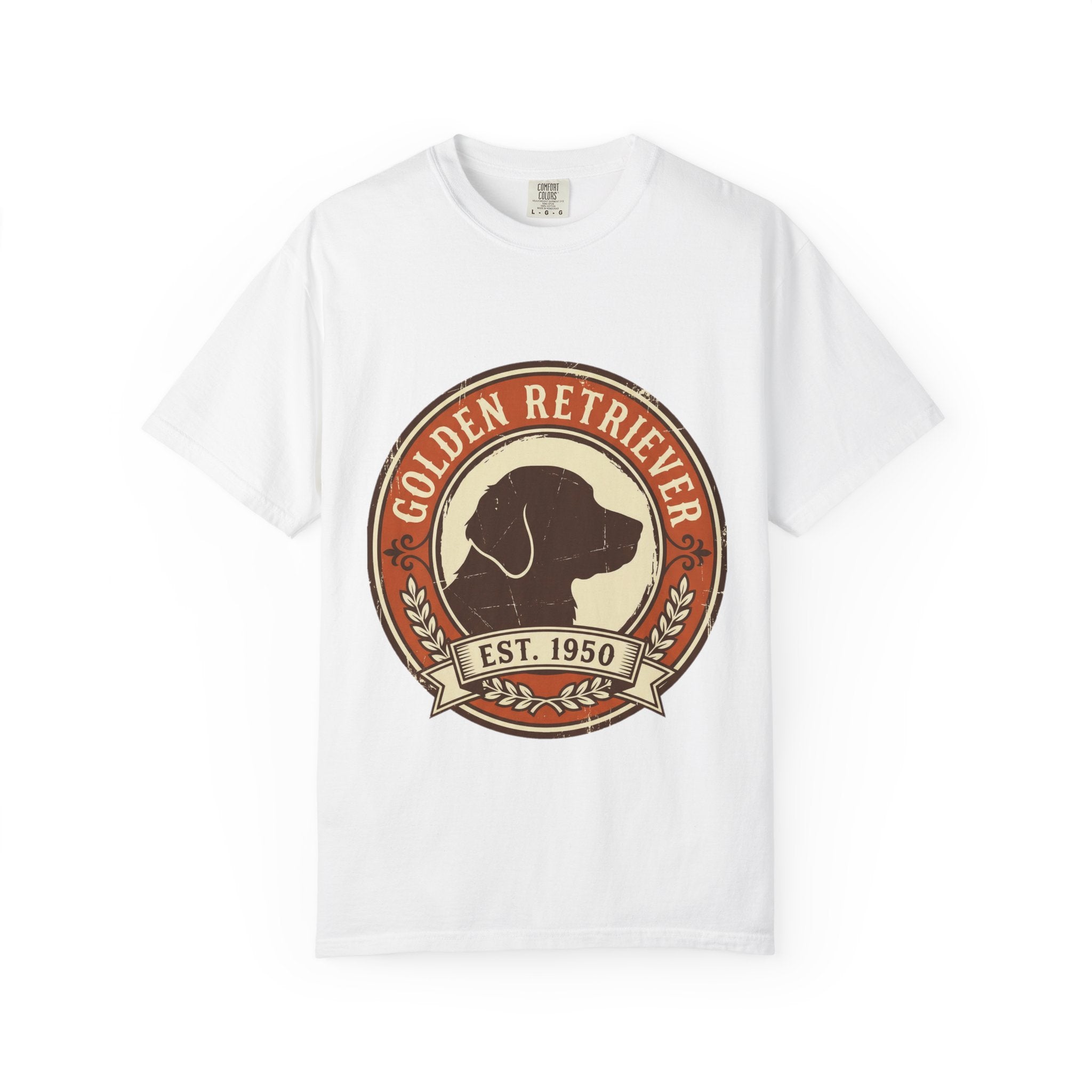 Golden Retriever Vintage Badge T-Shirt — Est. 1950 Dog Lover Tee