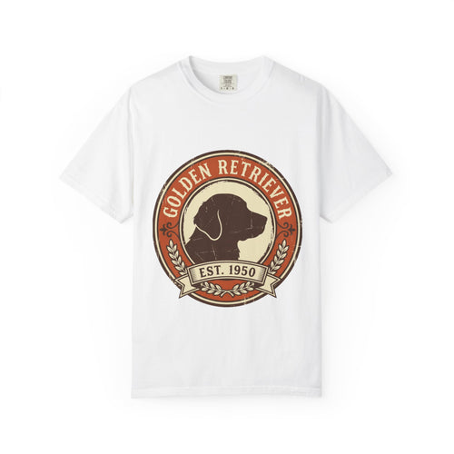 Golden Retriever Vintage Badge T-Shirt — Est. 1950 Dog Lover Tee