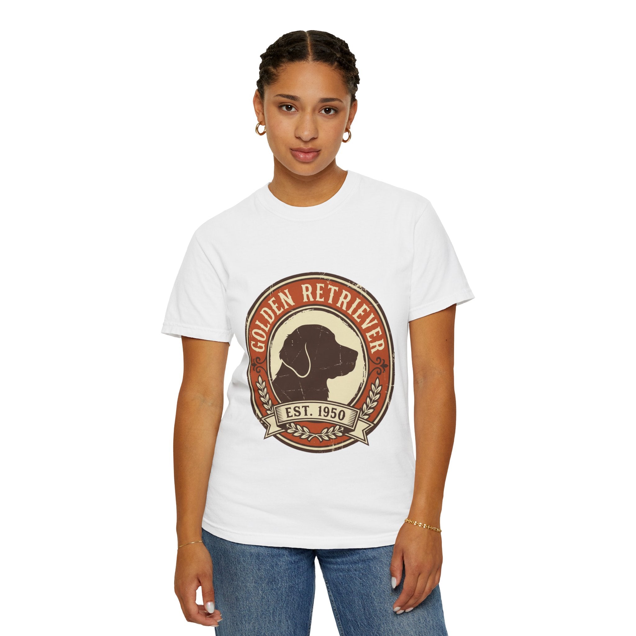 Golden Retriever Vintage Badge T-Shirt — Est. 1950 Dog Lover Tee