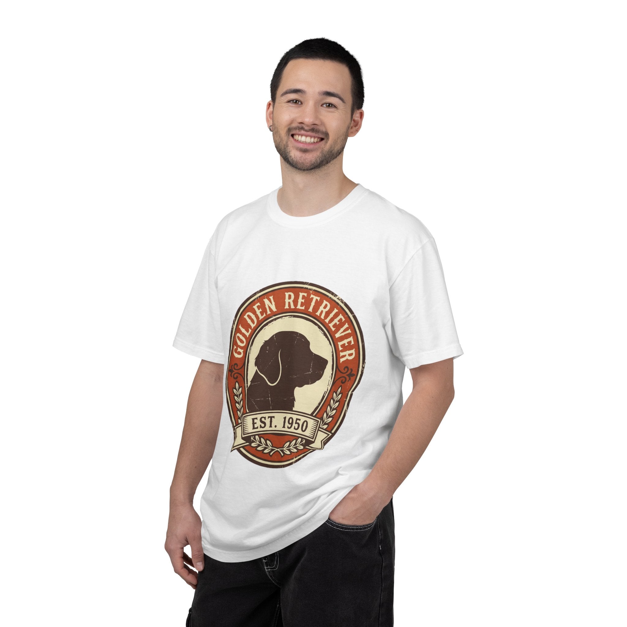 Golden Retriever Vintage Badge T-Shirt — Est. 1950 Dog Lover Tee