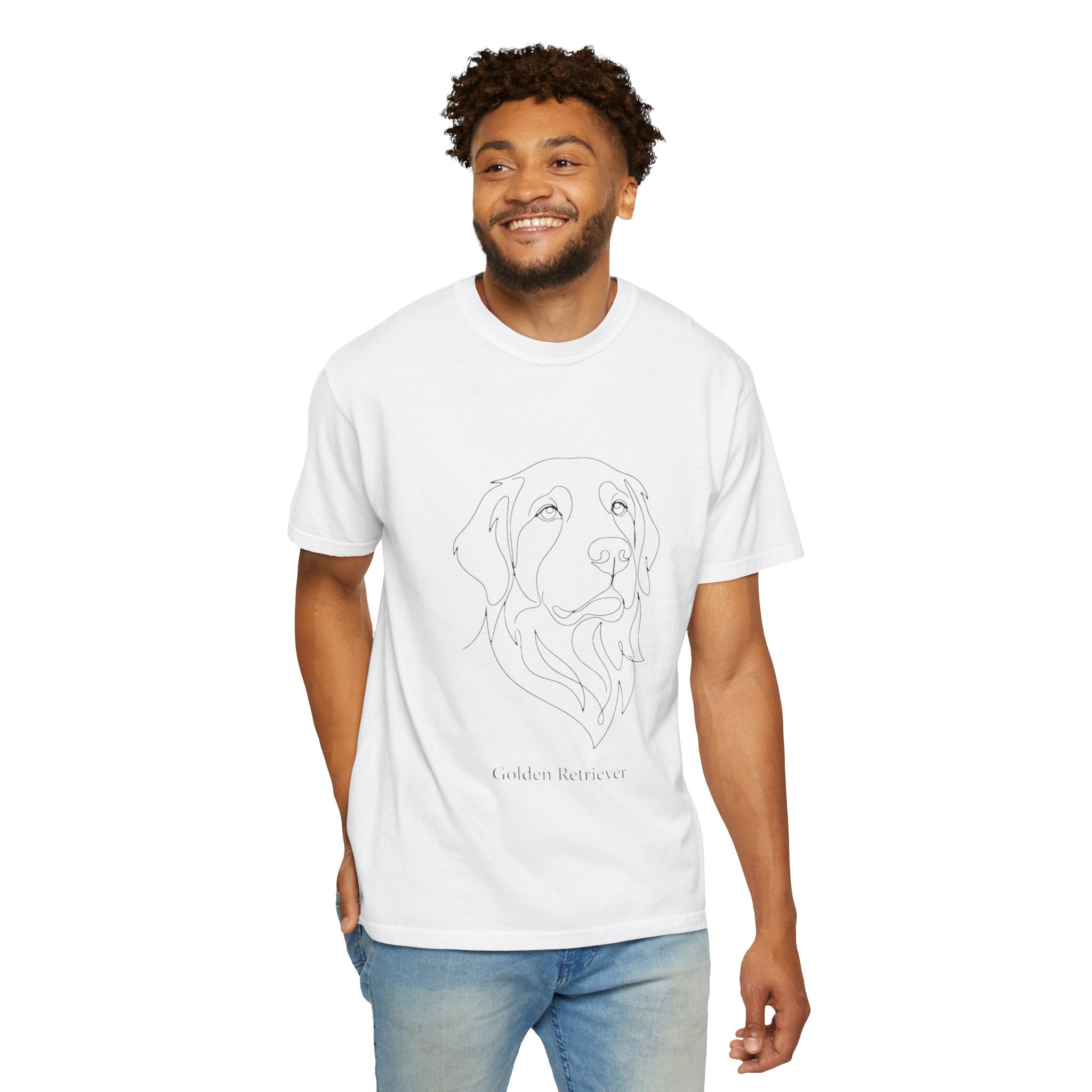 Golden Retriever Line Art T-Shirt — Minimal Dog Portrait Tee